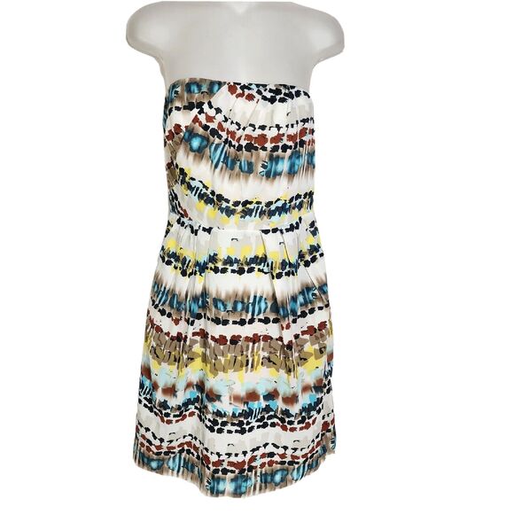 The Limited Womens Mini Dress Size 2 Retro Patterned Strapless Lined Pockets Zip - Picture 1 of 12